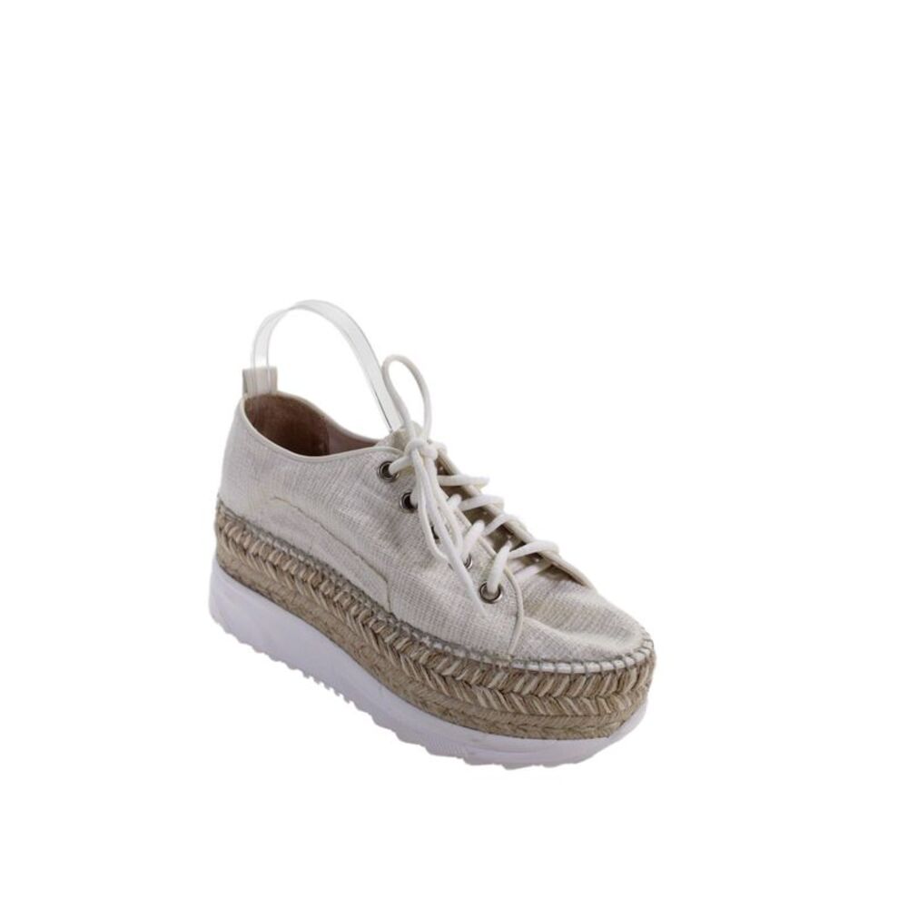 Gaimo Womens Canvas Espadrille Platform Sneakers Shoes White Beige Size 10